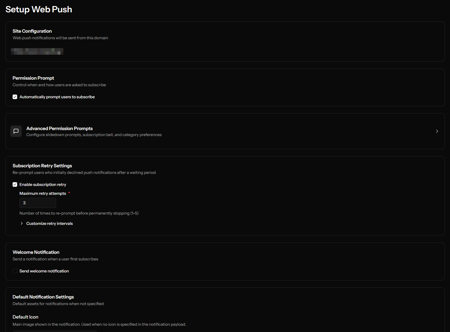 OCM Pulse Essential Web Push settings for prompts and branding