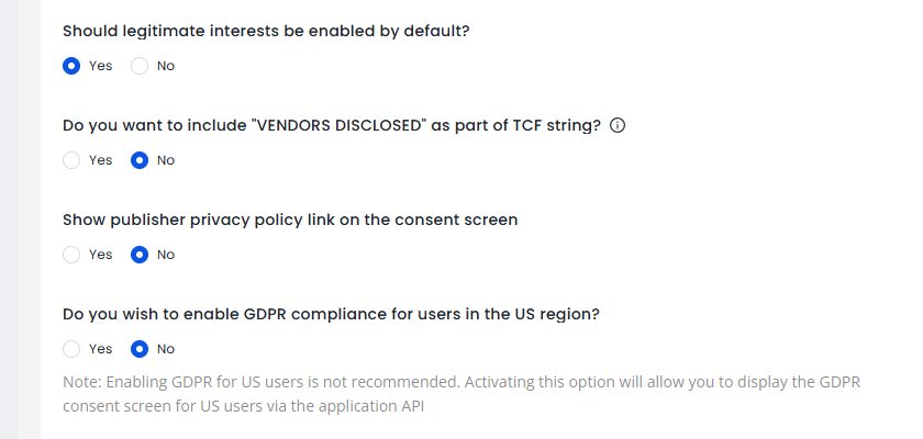 Additional GDPR Settings